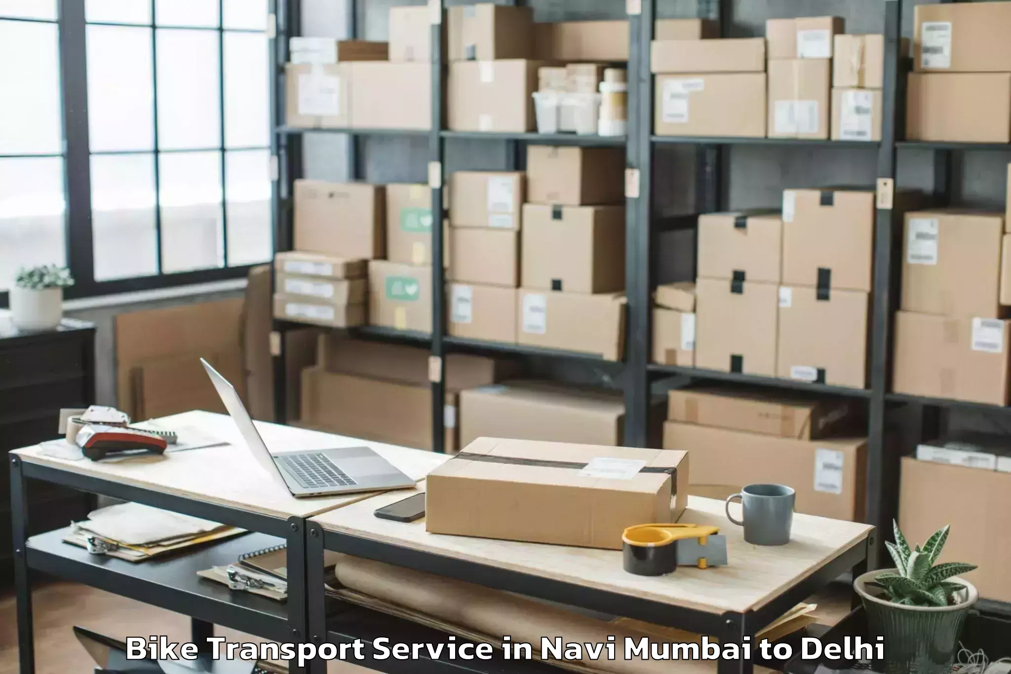 Hassle-Free Navi Mumbai to Defence Colony Bike Transport